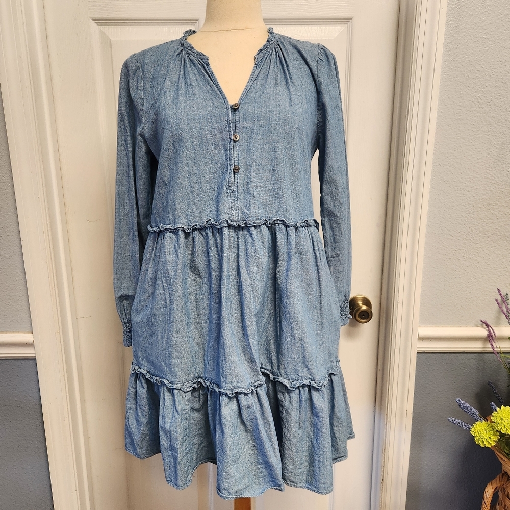 J. Crew Blue Long Sleeve Dress - Picture 2 of 14